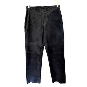 Brandon Thomas Black 100% Leather Suede Wide Leg Pants 14‎